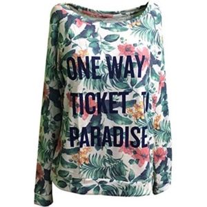 So Junior's Tropical Graphic Long Sleeve Knit Top